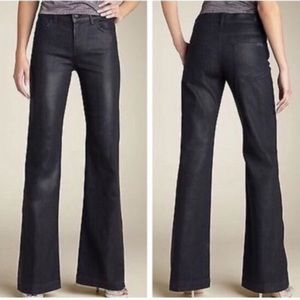 7 for All Mankind coated black denim flairs